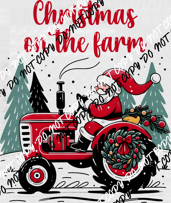 Christmas on the Farm Santa on Tractor DTF Transfer - We Print U Press DTF Transfers