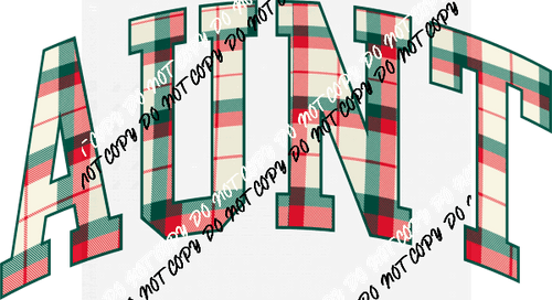 Christmas Plaid Aunt DTF Transfer - We Print U Press DTF Transfers