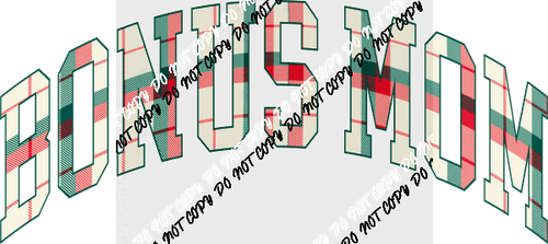 Christmas Plaid Bonus Mom DTF Transfer - We Print U Press DTF Transfers