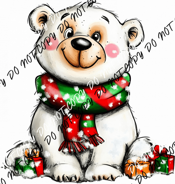 Christmas Polar Bear Cub DTF Transfer - We Print U Press DTF Transfers