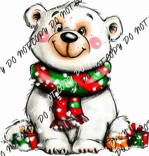 Christmas Polar Bear Cub DTF Transfer - We Print U Press DTF Transfers