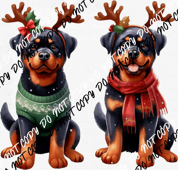 Christmas Pups with Antlers DTF Transfer - We Print U Press DTF Transfers