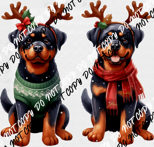 Christmas Pups with Antlers DTF Transfer - We Print U Press DTF Transfers