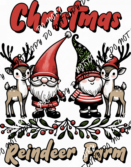 Christmas Reindeer Farm DTF Transfer - We Print U Press DTF Transfers