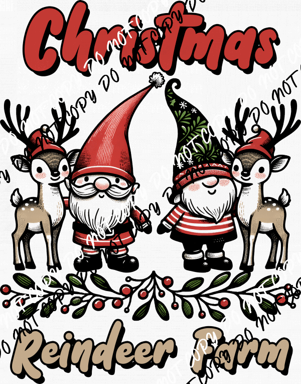 Christmas Reindeer Farm DTF Transfer - We Print U Press DTF Transfers