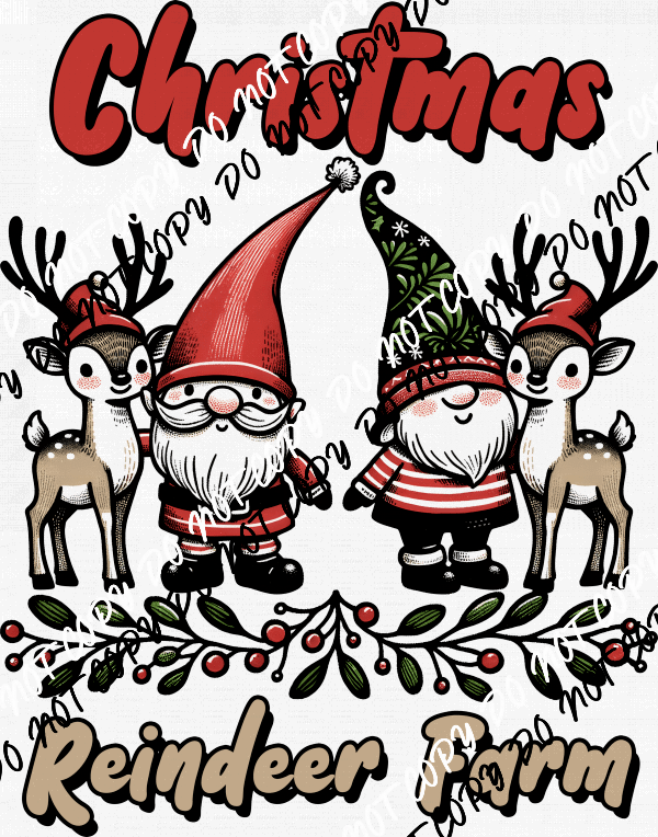 Christmas Reindeer Farm DTF Transfer - We Print U Press DTF Transfers