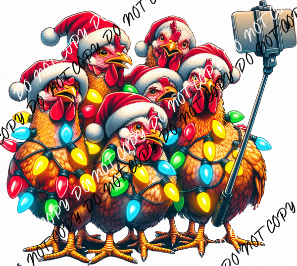 Christmas Selfie Chickens DTF Transfer - We Print U Press DTF Transfers
