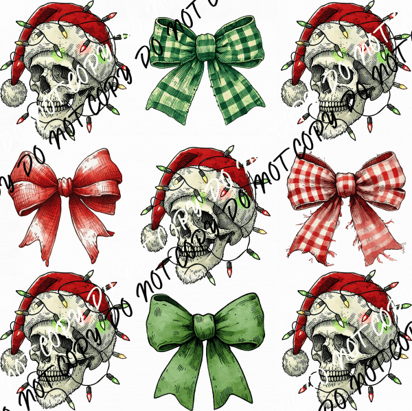 Christmas Skeletons and Bows DTF Transfer - We Print U Press DTF Transfers