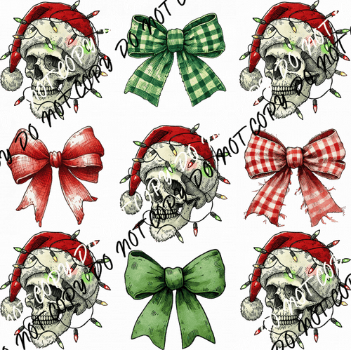 Christmas Skeletons and Bows DTF Transfer - We Print U Press DTF Transfers