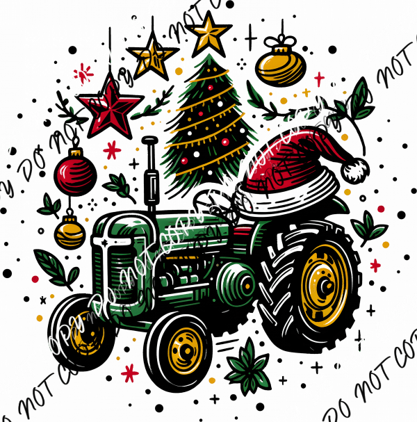Christmas Tractor Tree DTF Transfer - We Print U Press DTF Transfers