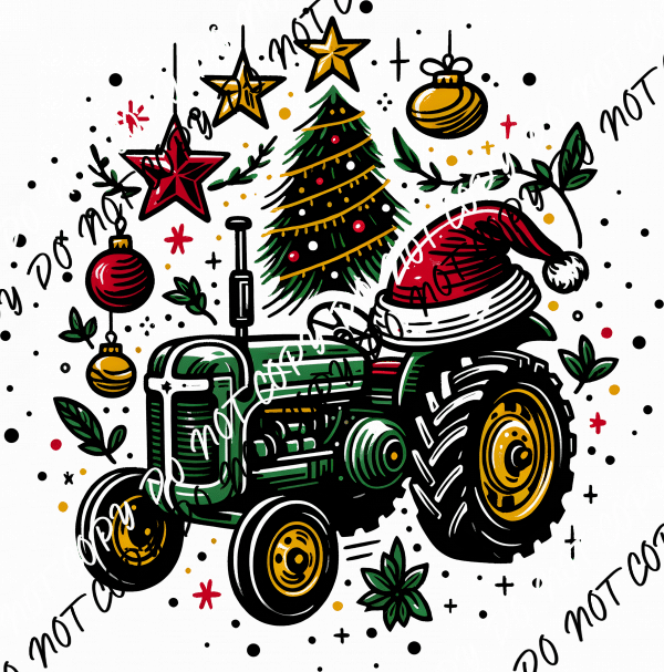 Christmas Tractor Tree DTF Transfer - We Print U Press DTF Transfers