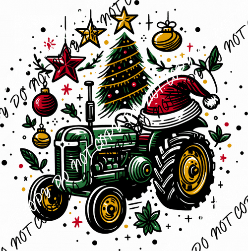 Christmas Tractor Tree DTF Transfer - We Print U Press DTF Transfers