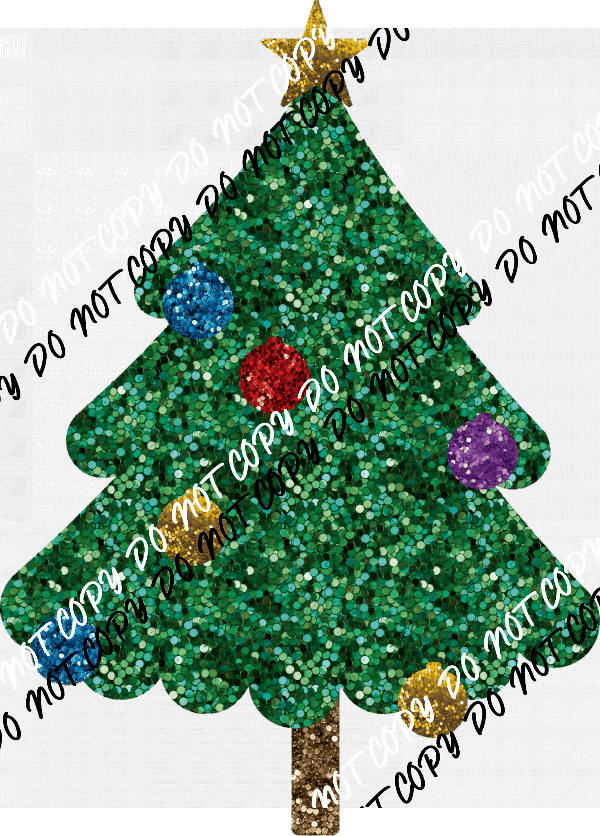 Christmas Tree with Ornaments faux sequin DTF Transfer - We Print U Press DTF Transfers