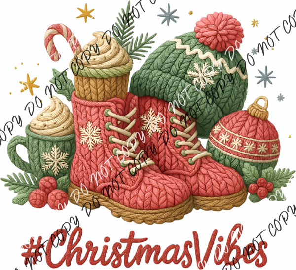 #Christmas Vibes Faux Yarn DTF Transfer RTP DTF Transfers