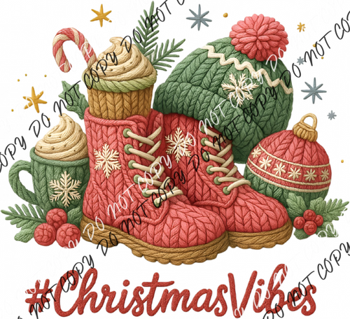 #Christmas Vibes Faux Yarn DTF Transfer RTP DTF Transfers