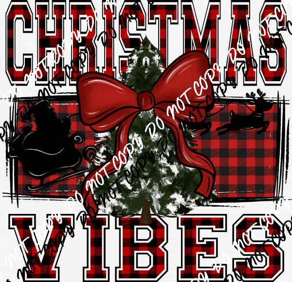 Christmas Vibes Plaid with Tree DTF Transfer - We Print U Press DTF Transfers