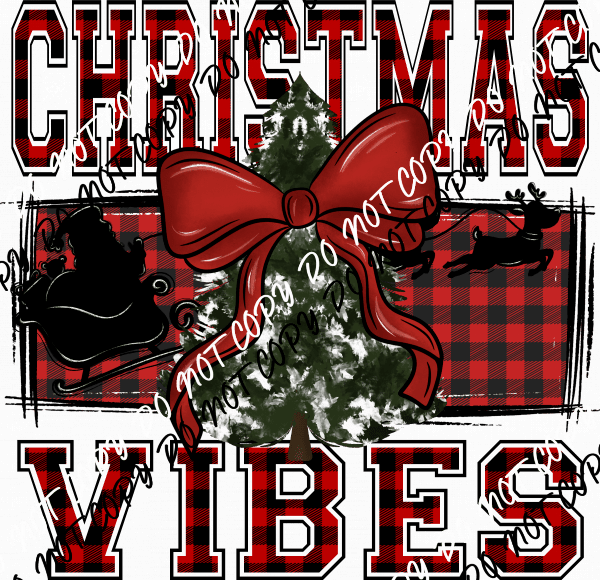 Christmas Vibes Plaid with Tree DTF Transfer - We Print U Press DTF Transfers