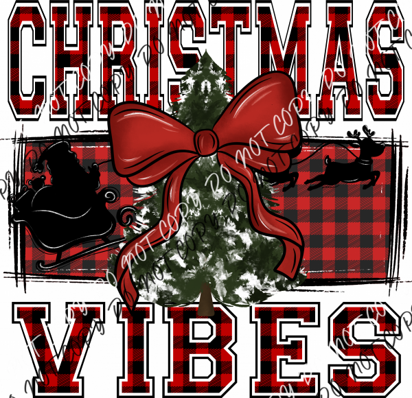 Christmas Vibes Plaid With Tree Dtf Transfer Rtp Transfers