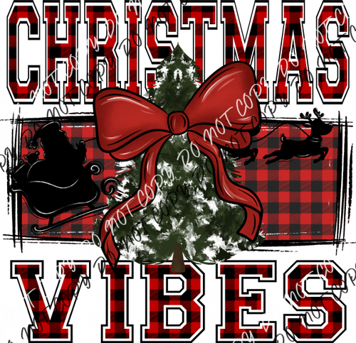 Christmas Vibes Plaid With Tree Dtf Transfer Rtp Transfers