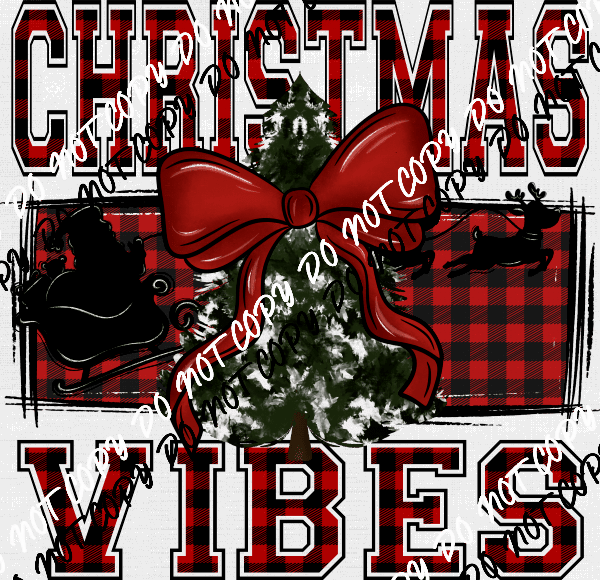 Christmas Vibes Plaid with Tree DTF Transfer - We Print U Press DTF Transfers