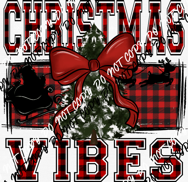 Christmas Vibes Plaid with Tree DTF Transfer - We Print U Press DTF Transfers