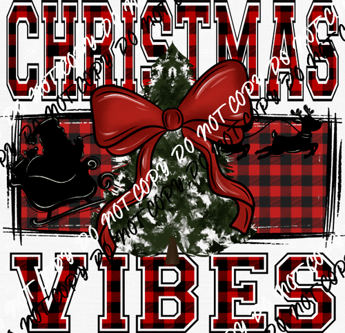 Christmas Vibes Plaid with Tree DTF Transfer - We Print U Press DTF Transfers