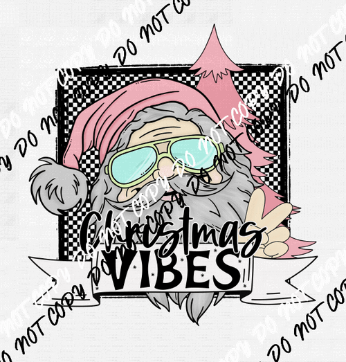 Christmas Vibes Santa in Pink DTF Transfer - We Print U Press DTF Transfers