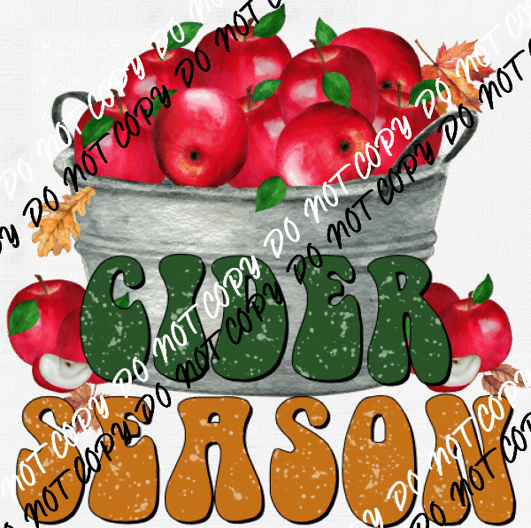Cider Season with Bucket of Apples DTF Transfer - We Print U Press DTF Transfers
