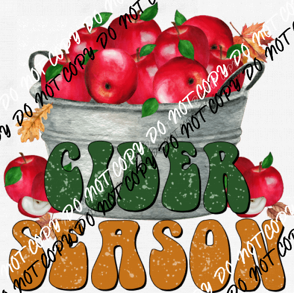 Cider Season with Bucket of Apples DTF Transfer - We Print U Press DTF Transfers