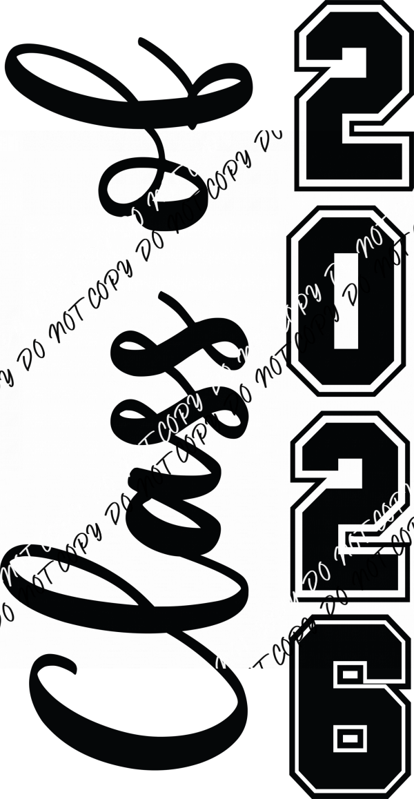 Class of 2026 Vertical Script DTF Transfer - We Print U Press DTF Transfers