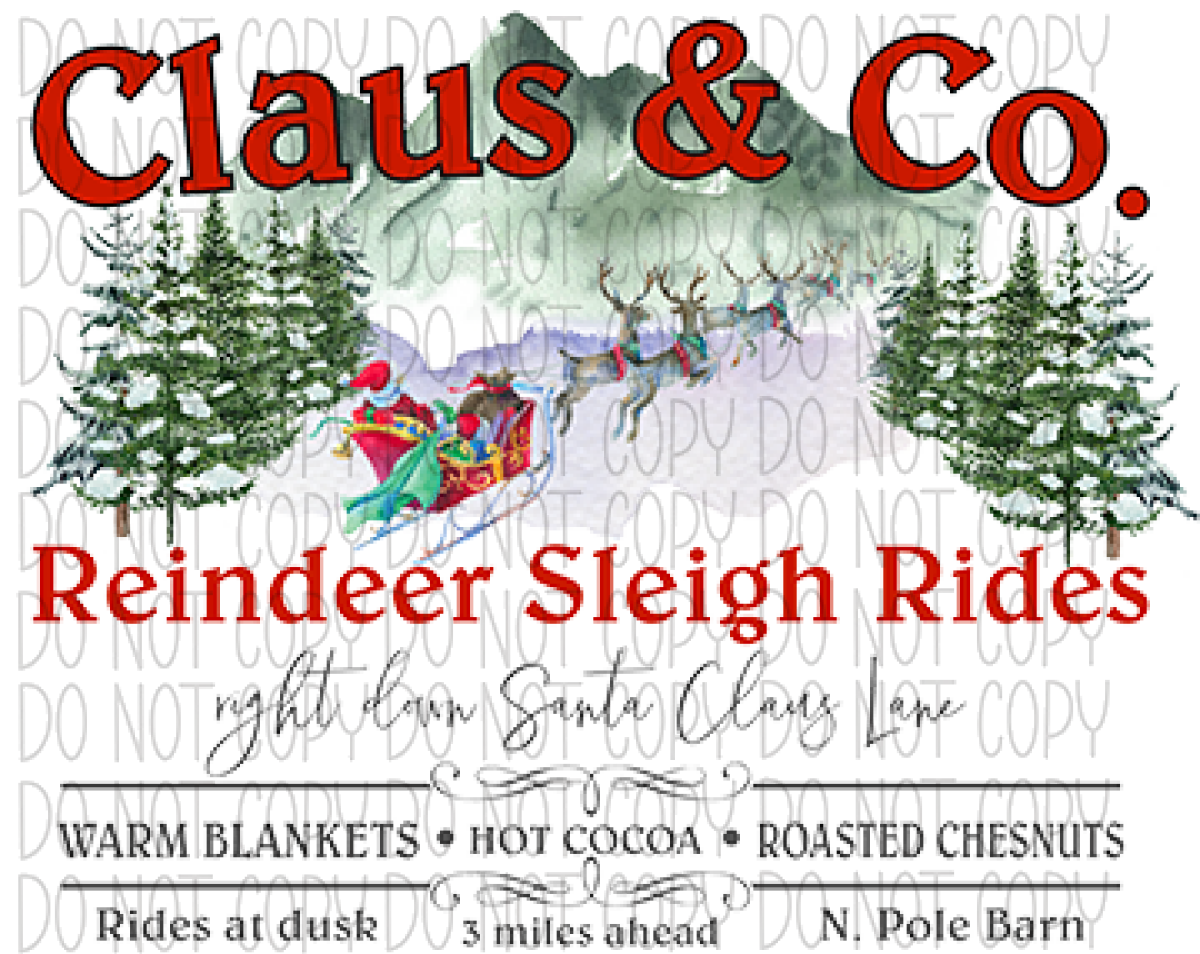 Claus & Co Reindeer Sleigh Rides Dtf Transfer
