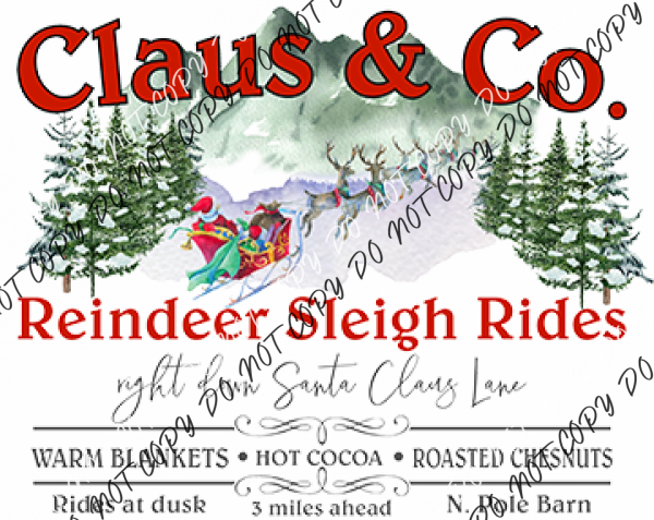 Claus & Co Reindeer Sleigh Rides Dtf Transfer