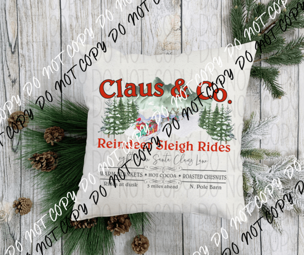 Claus & Co Reindeer Sleigh Rides DTF Transfer - We Print U Press DTF Transfers