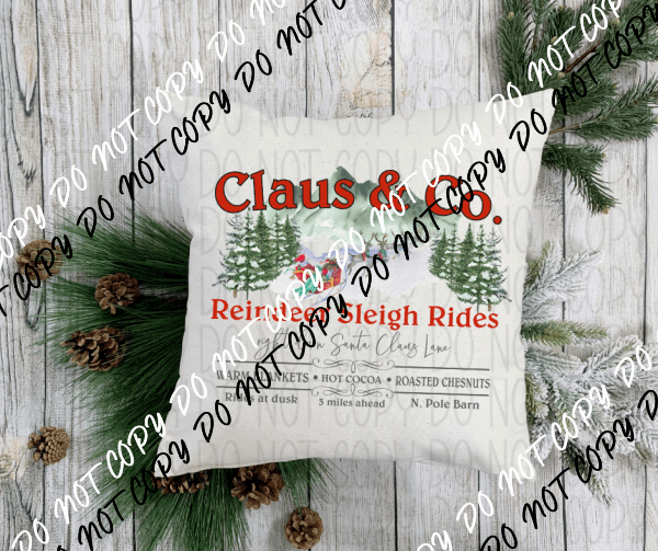 Claus & Co Reindeer Sleigh Rides DTF Transfer - We Print U Press DTF Transfers