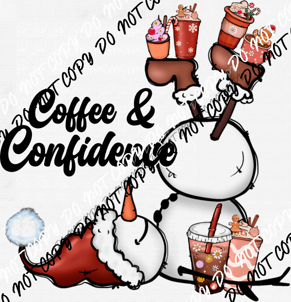 Coffee And Confidence Snowman DTF Transfer - We Print U Press DTF Transfers