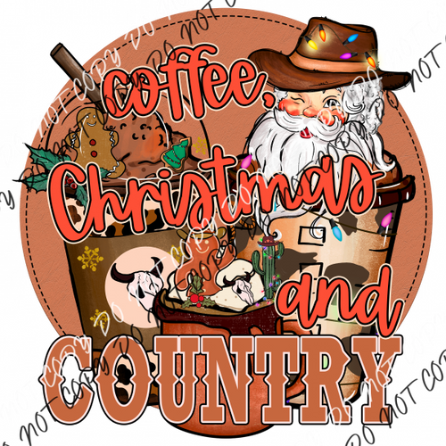 Coffee Christmas And Country Dtf Transfer Transfers