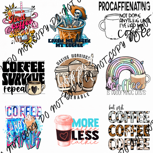 COFFEE LOVER MINI UV TRANSFER BUNDLE - We Print U Press DTF Transfers