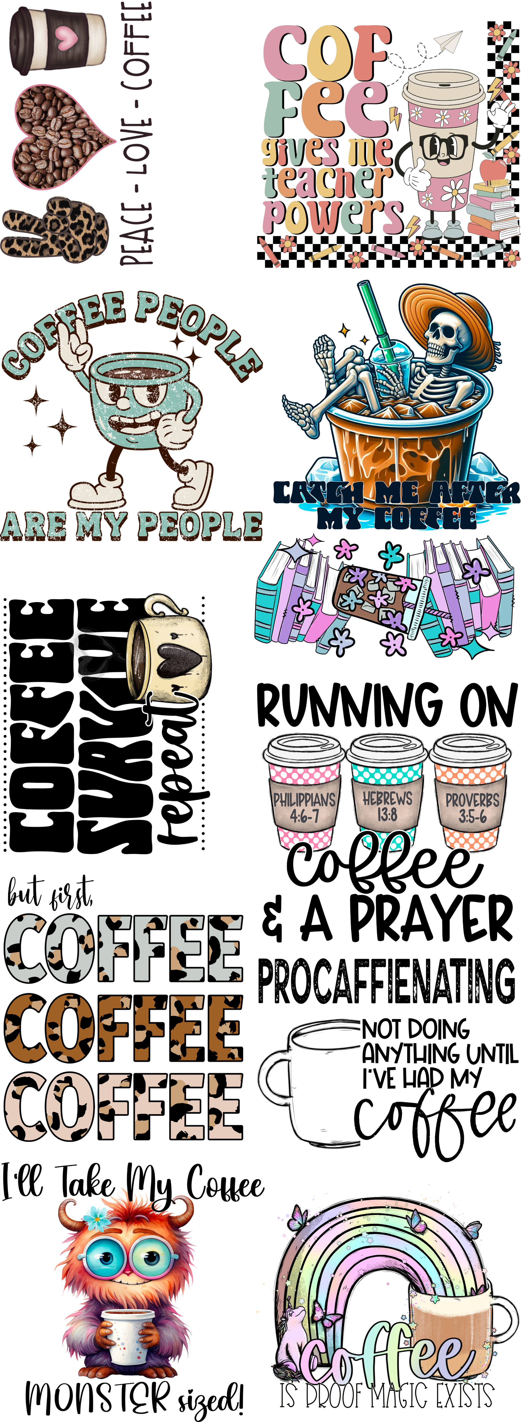 Coffee Lover Premade Gang Sheet Bundle