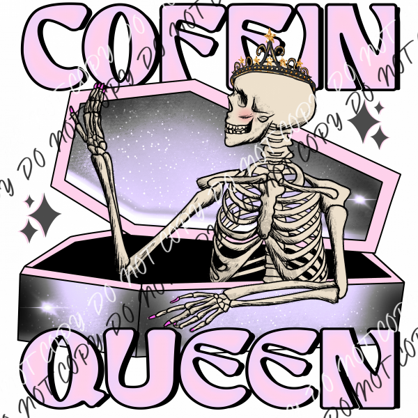 Coffin Queen Skeleton Dtf Transfer Transfers