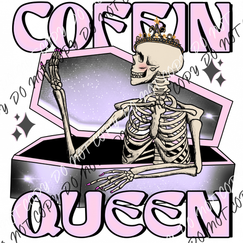 Coffin Queen Skeleton Dtf Transfer Transfers