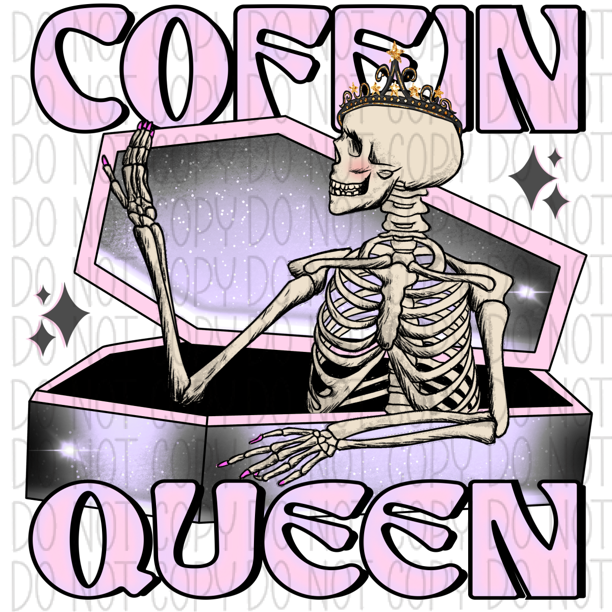 Coffin Queen Skeleton Dtf Transfer Transfers
