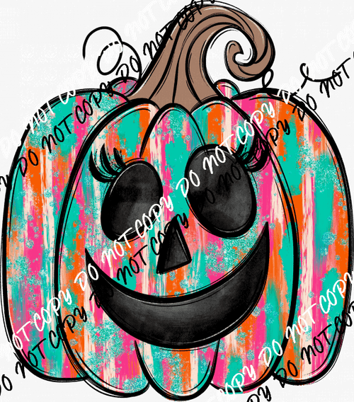 Color Splotch Pumpkin with Lashes DTF Transfer - We Print U Press DTF Transfers