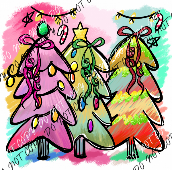 Colorful Christmas Tree Trio DTF Transfer RTP DTF Transfers