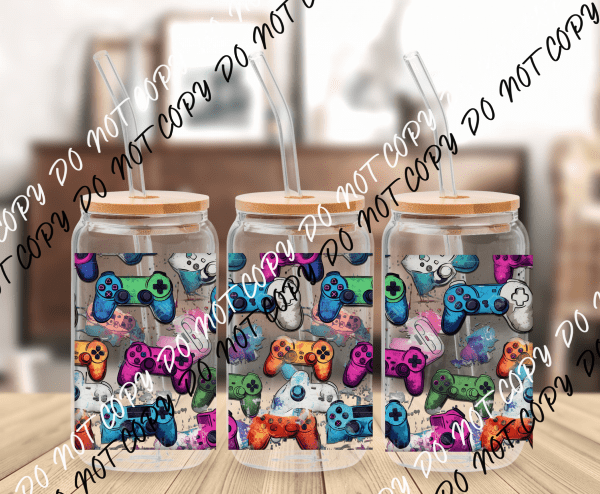 Colorful Controllers UV Transfer for 16 oz Glass Can - We Print U Press DTF Transfers