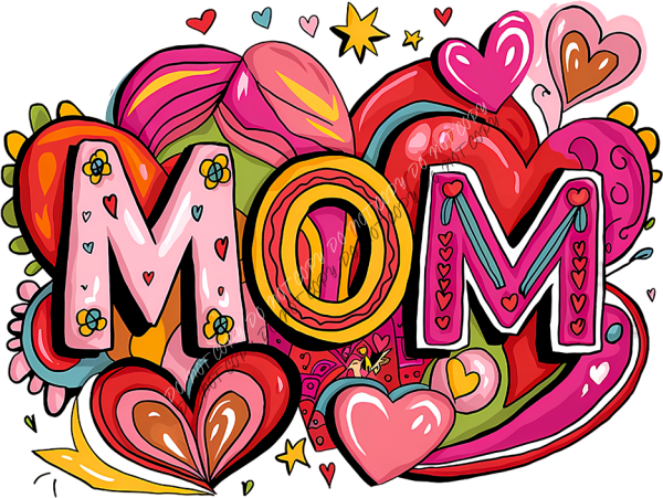 Colorful Heart MOM DTF Transfer