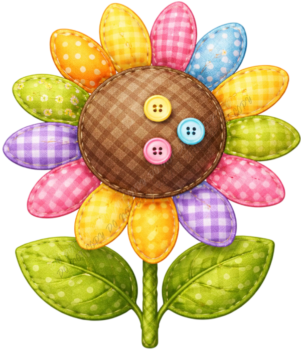 Colorful Patchwork Button Flower DTF Transfer - RTP DTF Transfer