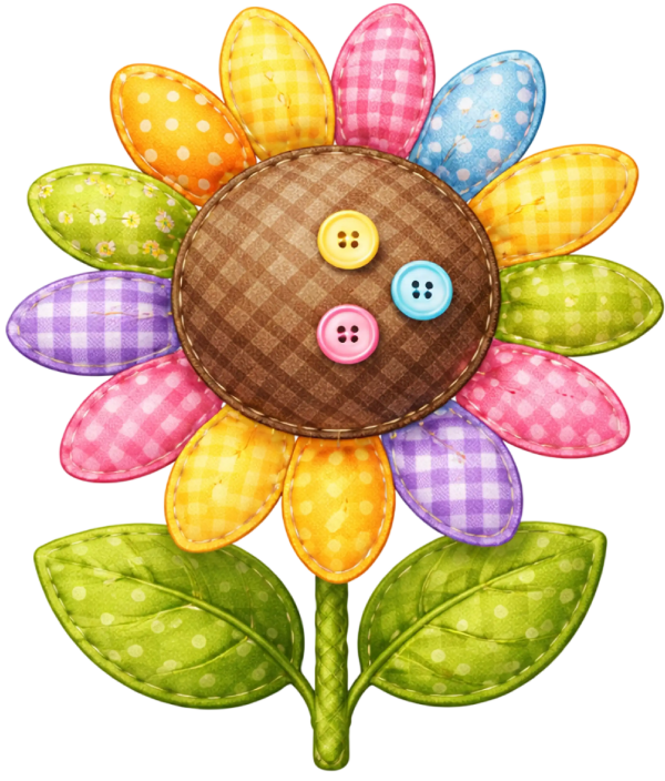 Colorful Patchwork Button Flower DTF Transfer - RTP DTF Transfer