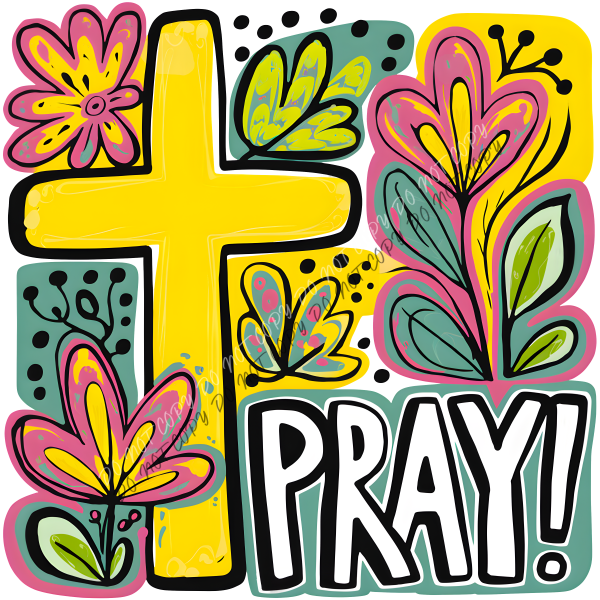 Colorful Pray Cross DTF Transfer RTP DTF Transfers