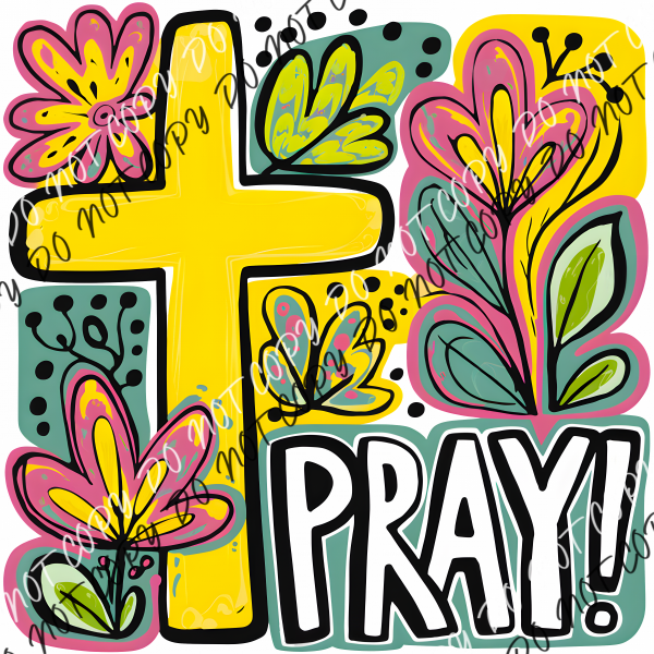 Colorful Pray Cross DTF Transfer RTP DTF Transfers