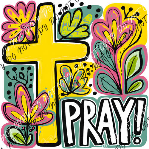 Colorful Pray Cross DTF Transfer RTP DTF Transfers